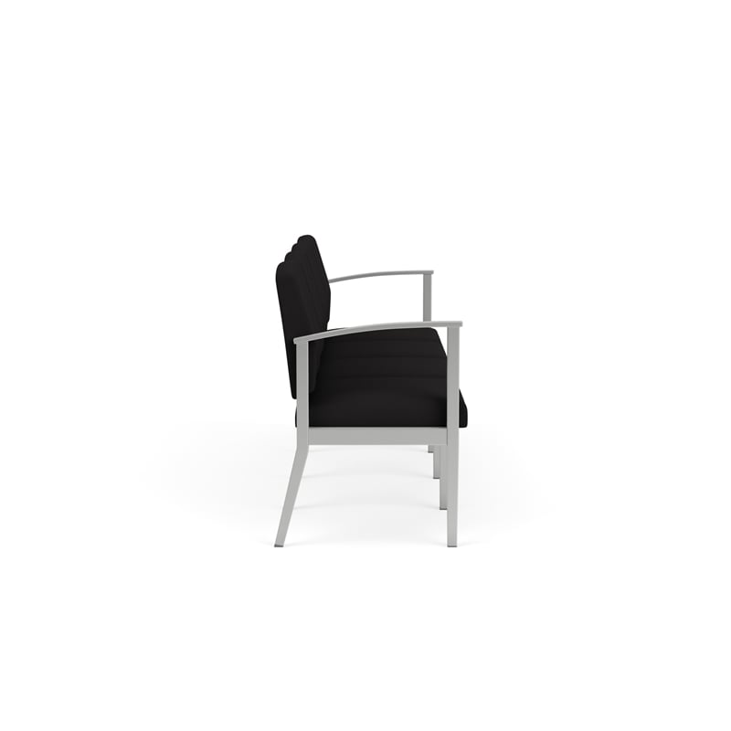 Amherst Steel Reception Waiting Room 4-Seat Chair / Silver Steel / Black