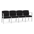 Amherst Steel Reception Waiting Room 4-Seat Chair / Silver Steel / Black