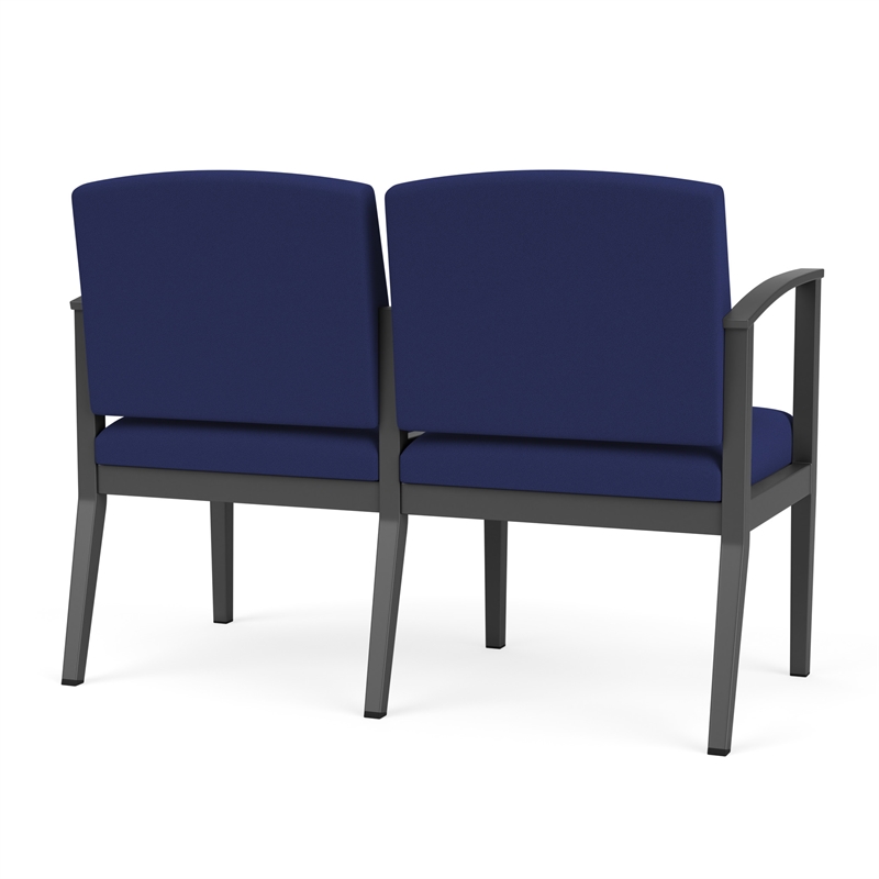 Amherst Steel Reception Waiting Room 2-Seat Chair / Charcoal Steel / Blue