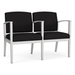 Amherst Steel Reception Waiting 2 Seat Tandem Seating / Silver Steel / Black