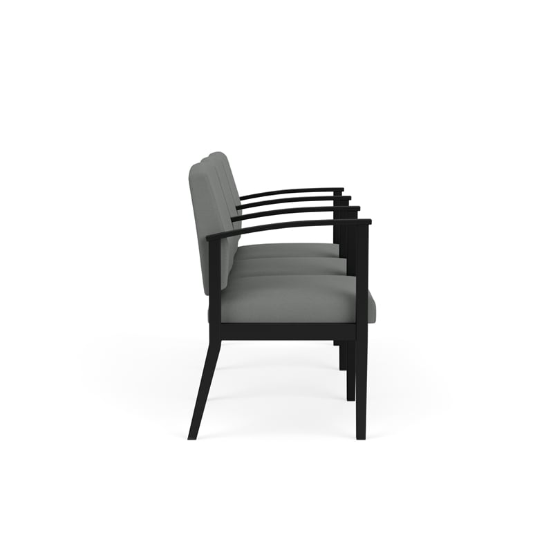 Amherst Steel Reception Waiting 3 Seat Tandem Seating / Black Steel / Light Gray