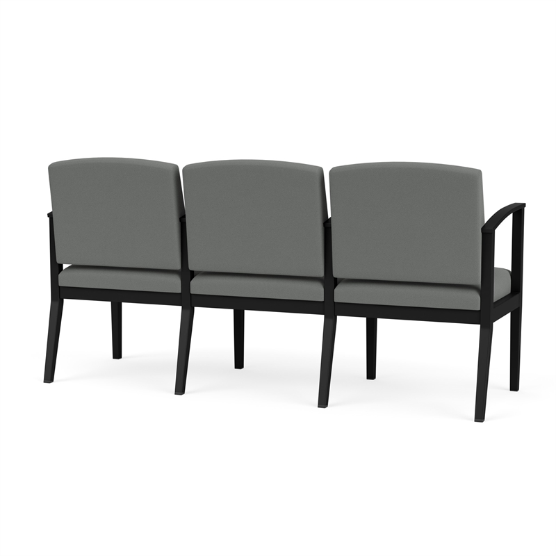 Amherst Steel Reception Waiting 3 Seat Tandem Seating / Black Steel / Light Gray