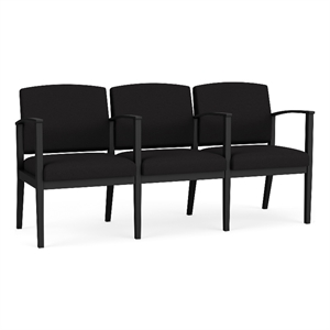 Amherst Steel Reception Waiting 3 Seat Tandem Seating / Black Steel / Black