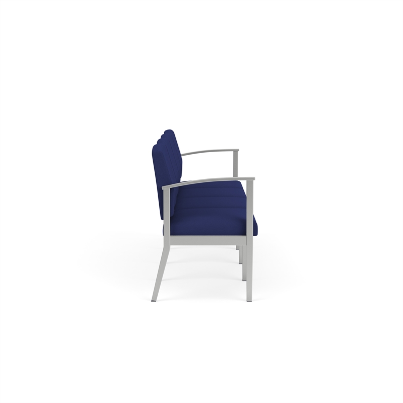 Amherst Steel Reception Waiting Room 4-Seat Chair / Silver Steel / Blue