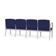 Amherst Steel Reception Waiting Room 4-Seat Chair / Silver Steel / Blue