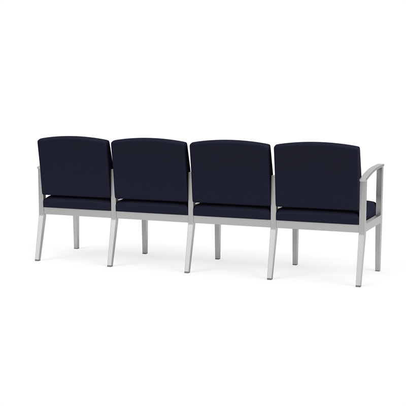 Amherst Steel Reception Waiting 4-Seat Chair / Silver Steel / Navy Blue