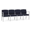 Amherst Steel Reception Waiting 4-Seat Chair / Silver Steel / Navy Blue