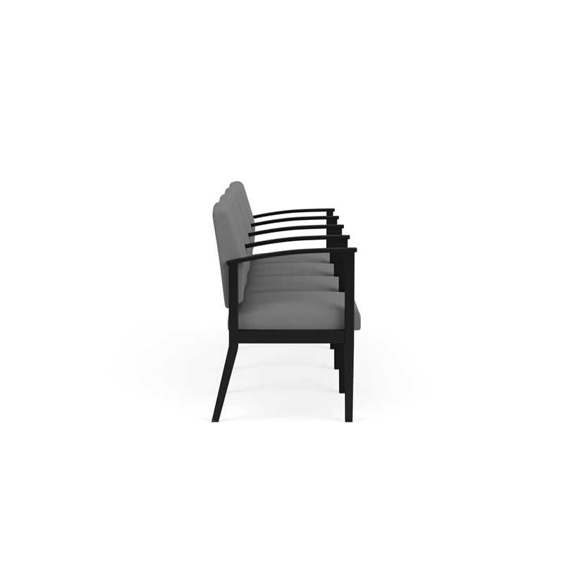 Amherst Steel Reception Waiting 4 Seat Tandem Seating / Black Steel / Light Gray
