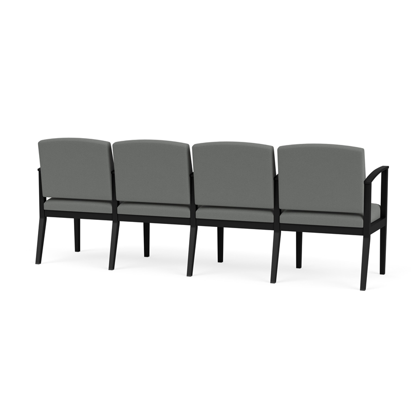 Amherst Steel Reception Waiting 4 Seat Tandem Seating / Black Steel / Light Gray