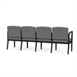 Amherst Steel Reception Waiting 4 Seat Tandem Seating / Black Steel / Light Gray