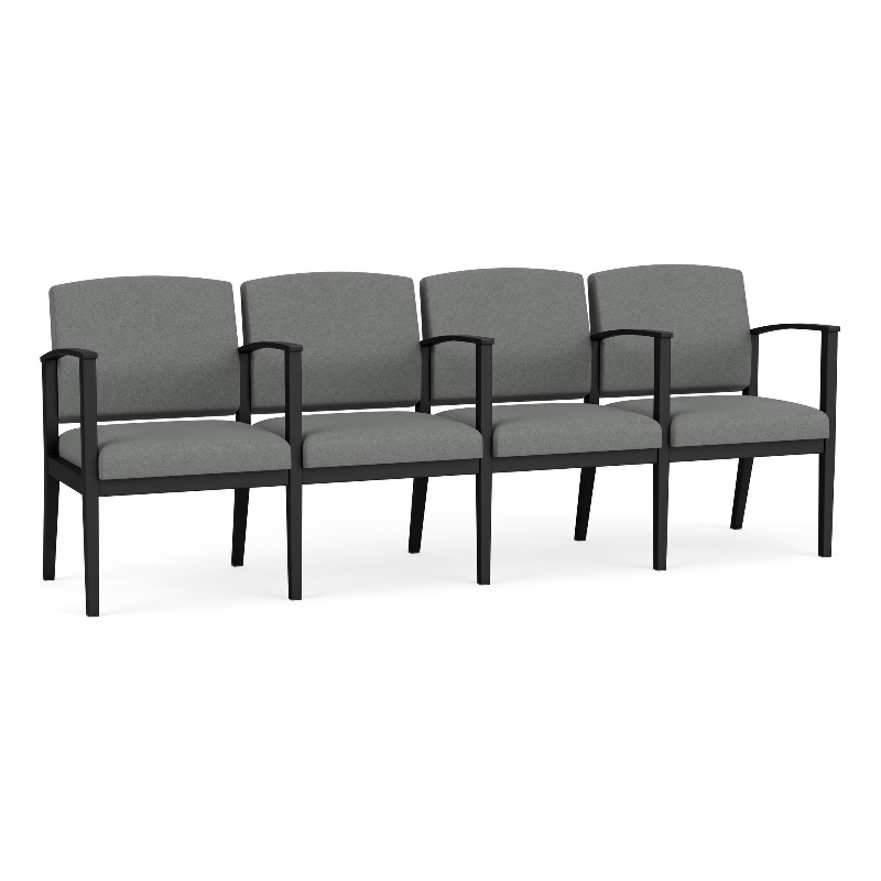 Amherst Steel Reception Waiting 4 Seat Tandem Seating / Black Steel / Light Gray