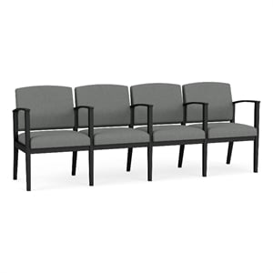 Amherst Steel Reception Waiting 4 Seat Tandem Seating / Black Steel / Light Gray