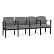Amherst Steel Reception Waiting 4 Seat Tandem Seating / Black Steel / Light Gray