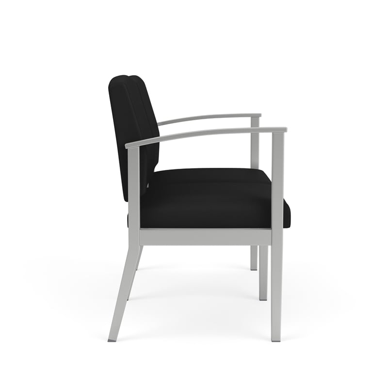 Amherst Steel Reception Waiting Room 2-Seat Chair / Silver Steel / Black