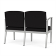 Amherst Steel Reception Waiting Room 2-Seat Chair / Silver Steel / Black