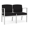 Amherst Steel Reception Waiting Room 2-Seat Chair / Silver Steel / Black