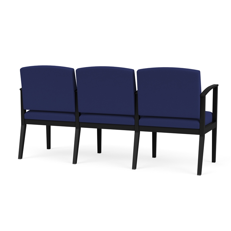 Amherst Steel Reception Waiting 3 Seat Tandem Seating / Black Steel / Blue