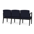 Amherst Steel Reception Waiting 3 Seat Tandem Seating / Black Steel / Navy Blue