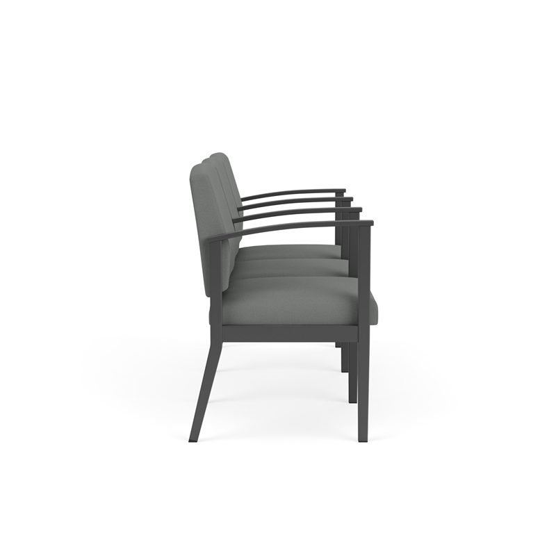 Amherst Steel Reception 3 Seat Tandem Seating / Charcoal Steel / Light Gray