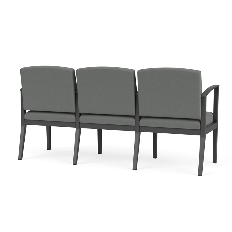 Amherst Steel Reception 3 Seat Tandem Seating / Charcoal Steel / Light Gray