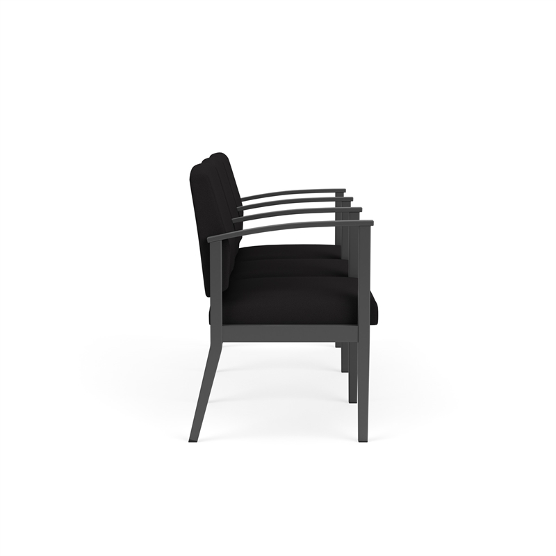 Amherst Steel Reception Waiting 3 Seat Tandem Seating / Charcoal Steel / Black