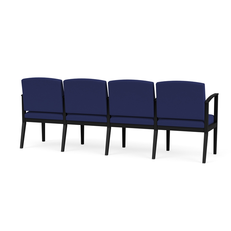 Amherst Steel Reception Waiting 4 Seat Tandem Seating / Black Steel / Blue