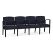 Amherst Steel Reception Waiting 4 Seat Tandem Seating / Black Steel / Navy Blue