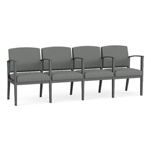 Amherst Steel Reception 4 Seat Tandem Seating / Charcoal Steel / Light Gray