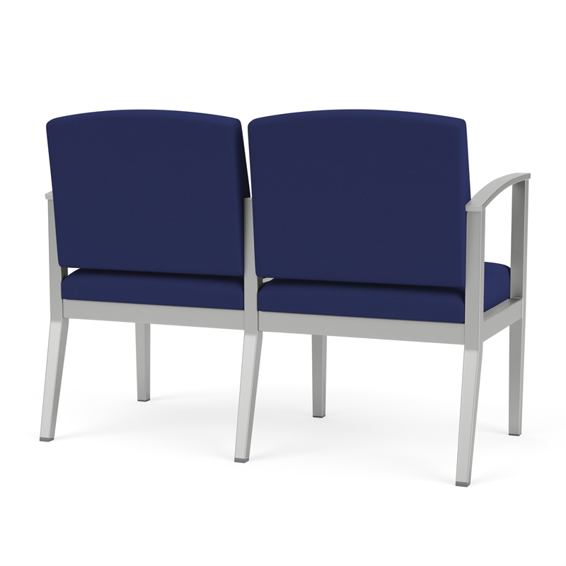 Amherst Steel Reception Waiting Room 2-Seat Chair / Silver Steel / Blue