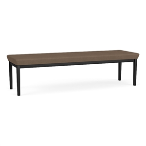 Amherst Steel Reception Waiting 18.5&quot 3 Seat Bench / Black Steel / Brown