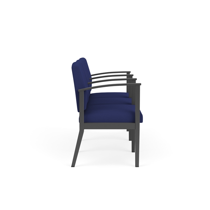 Amherst Steel Reception Waiting 3 Seat Tandem Seating / Charcoal Steel / Blue