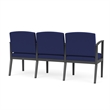 Amherst Steel Reception Waiting 3 Seat Tandem Seating / Charcoal Steel / Blue