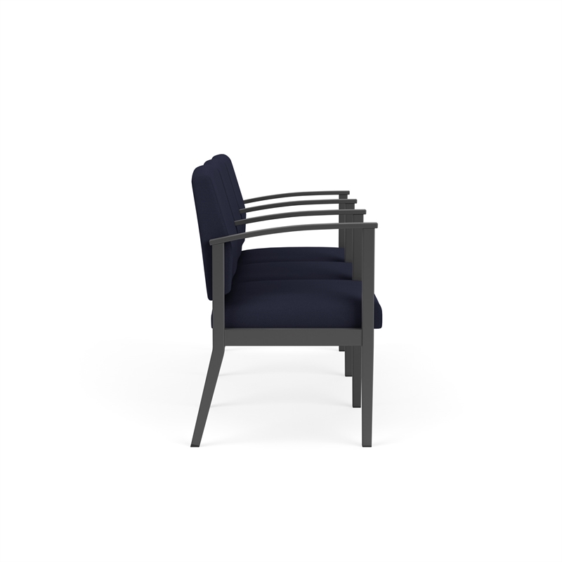 Amherst Steel Reception 3 Seat Tandem Seating / Charcoal Steel / Navy Blue