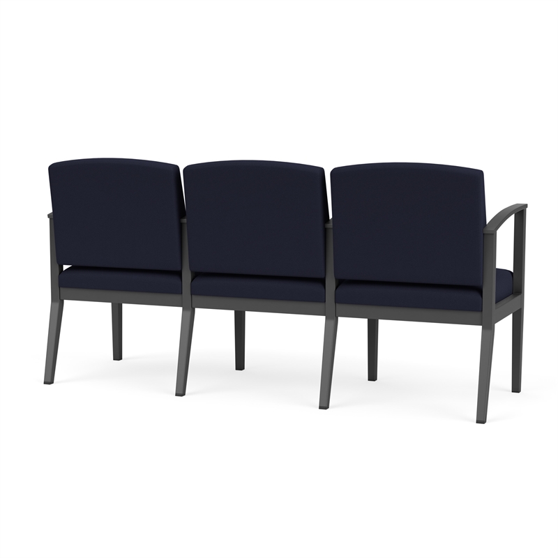 Amherst Steel Reception 3 Seat Tandem Seating / Charcoal Steel / Navy Blue