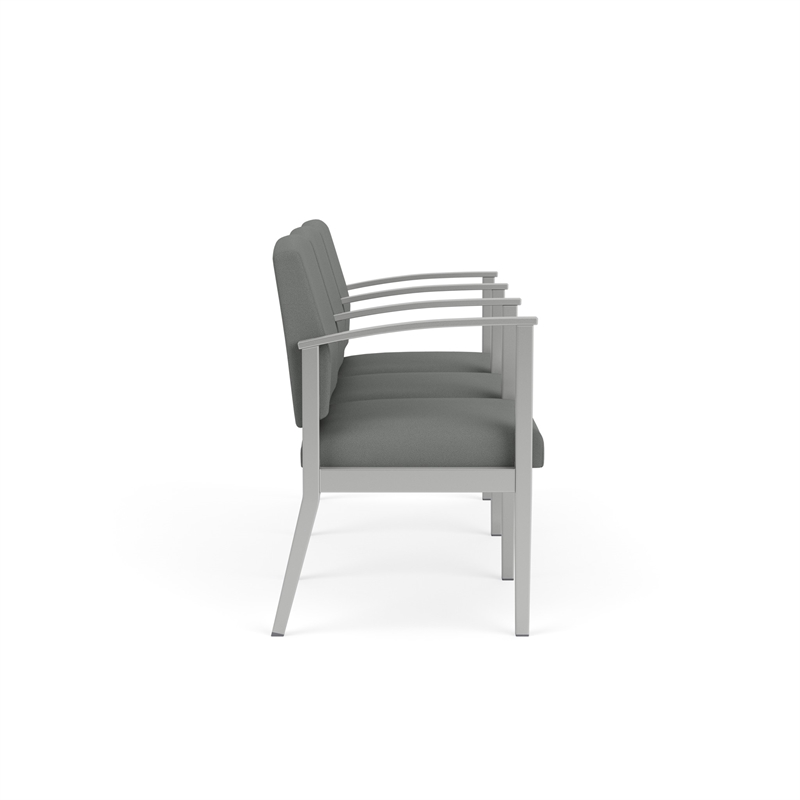 Amherst Steel Reception 3 Seat Tandem Seating / Silver Steel / Light Gray