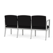 Amherst Steel Reception Waiting 3 Seat Tandem Seating / Silver Steel / Black