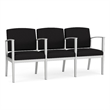 Amherst Steel Reception Waiting 3 Seat Tandem Seating / Silver Steel / Black