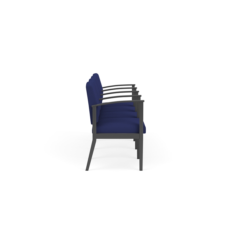 Amherst Steel Reception Waiting 4 Seat Tandem Seating / Charcoal Steel / Blue