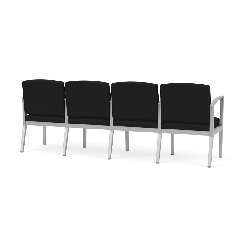 Amherst Steel Reception Waiting 4 Seat Tandem Seating / Silver Steel / Black