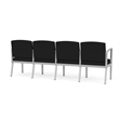 Amherst Steel Reception Waiting 4 Seat Tandem Seating / Silver Steel / Black