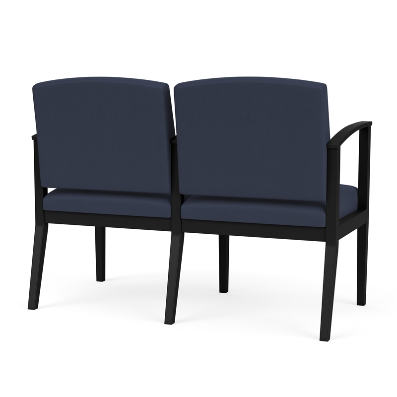 Amherst Steel Reception Waiting 2 Seat Tandem Seating / Black Steel / Blue
