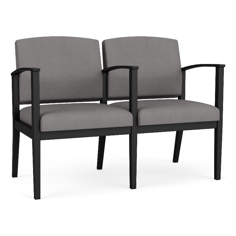 Amherst Steel Reception Waiting 2 Seat Tandem Seating / Black Steel / Light Gray