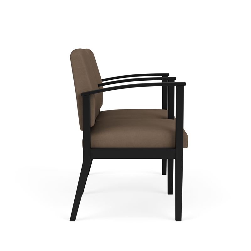 Amherst Steel Reception Waiting 2 Seat Tandem Seating / Black Steel / Brown