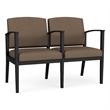 Amherst Steel Reception Waiting 2 Seat Tandem Seating / Black Steel / Brown