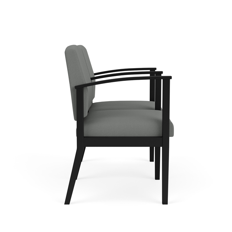 Amherst Steel Reception Waiting 2 Seat Tandem Seating / Black Steel / Light Gray