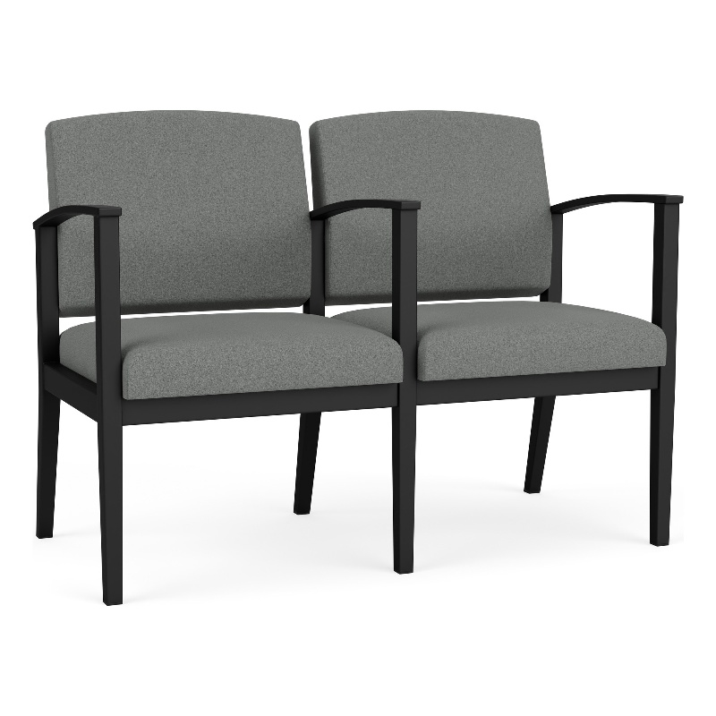 Amherst Steel Reception Waiting 2 Seat Tandem Seating / Black Steel / Light Gray