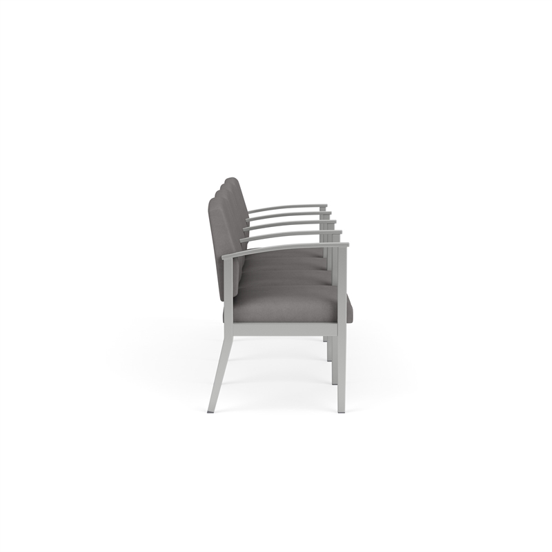Amherst Steel Reception 4 Seat Tandem Seating / Silver Steel / Light Gray