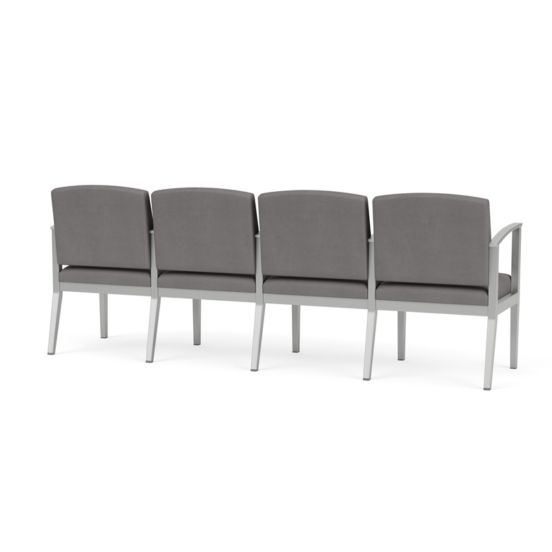 Amherst Steel Reception 4 Seat Tandem Seating / Silver Steel / Light Gray