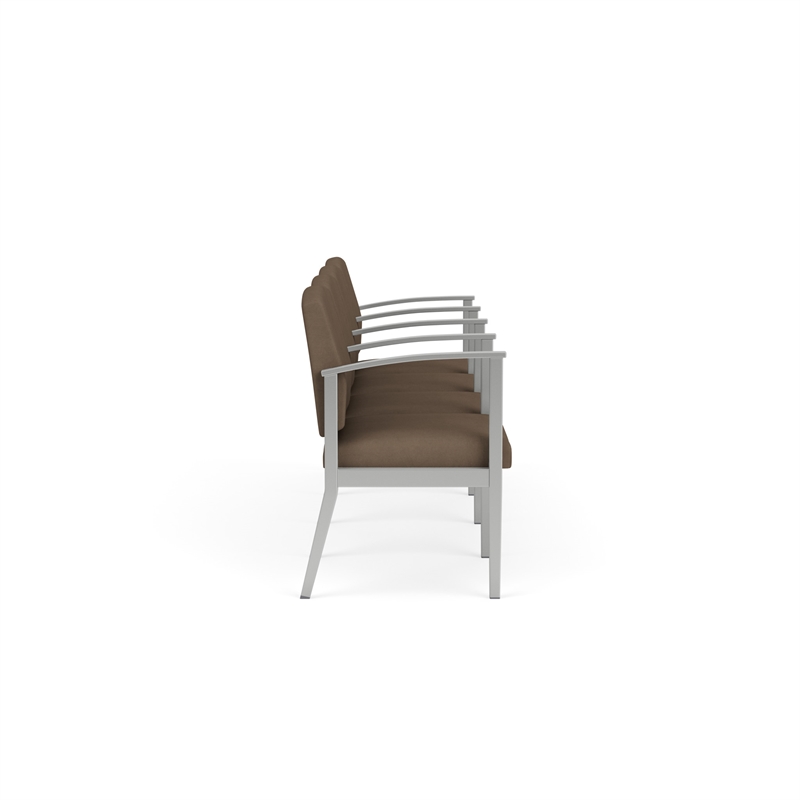 Amherst Steel Reception Waiting 4 Seat Tandem Seating / Silver Steel / Brown