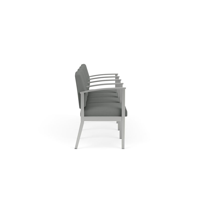 Amherst Steel Reception 4 Seat Tandem Seating / Silver Steel / Light Gray